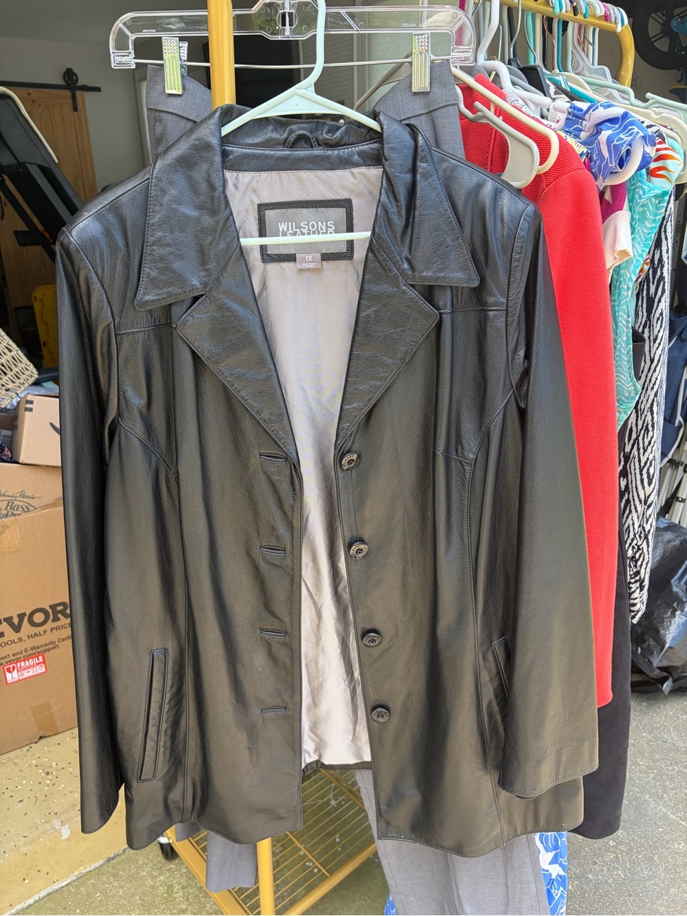 Wilsons Women’s Leather Black Button-Front Leather Jacket
